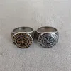 Vintage Viking 14K Altın Pusula Yüzüğü Erkekler Viking Valknut Ring Punk Odin Rune Ring Mücevher Hediyesi Scoresy