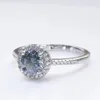 Colore grigio 1ct Ladies Ring Silver 925 E -GEGERMENTE PER DONNE FASHIO FASHIO Wedding Diamond Party JewerlyRings 240313