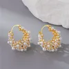 Boucles d'oreilles cerceaux Shangzhihua Géométrique Design Sense Élégante Personnalité de perles pour les femmes accessoires de bijoux vintage européens et américains