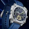 Montre-bracelets 2024 Binbond H1133 Tourbillon Mechanical Watch Men Automatic Steel Swelet Skeleton Mens Watches Top Box