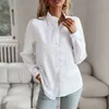 Camisas femininas moda casual solto ajuste botão de manga longa para baixo