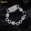 Nowe przybysze 925 Sterling Srebrne niestandardowe zapięcie Moissanite Skull Cuban Link Bransoletka dla mężczyzn kobiety