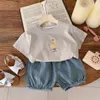 Broek kinderen kleding Koreaanse stijl van jongenselastische taille denim shorts 2024 zomer mode casual zacht en comfortabel