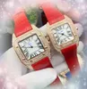 Auto Timer Automatic Date Männer Frauen Uhren Luxus Square Römisch -Tank Zifferblatt Quarz Bewegung Roségold Silber Kuh Leder Dattung Date Armbandwatch Montre de Luxe Geschenke