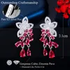 Dangle Ohrringe pera einzigartige rubinrote kubische Zirkonia Blume Waterdrop CZ Quasten baumeln Drop für Freund Party Schmuck Geschenk E632