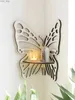 Other Home Decor White open butterfly crystal stand showcases Nordic art home decoration wooden floating wall candle holders yq240408