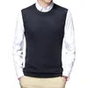 Gilet pour hommes Slim Fit Sans manches en tricot en laine de laine tricotée Pullor Pullor Verte de gilet