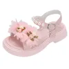 Slipper Girls Flowers Sandals Kids Sweet Princess Shoes для вечеринки свадебные детские кожа