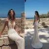 Jurken Julie Vino 2018 Mermaid Wedding Jurken Sexy Deep V Neck Sweep Train Bridal Jurets Pailletten Backless Beach Wedding Jurk