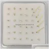 PINS, Brooches Takı 925 Sterling Sier Burun Sapı Clear Crystal Pim 36pcs/Paket Damla Teslimat DHJXQ