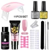 Kits 15ml Poly UV Gel Manicure Set Extend Builder Poly Nail Gel Kits Finger Nail Extension LED Acrylic Nail Gel Base And Top Coat Set