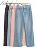 Miukomiya Wide Bein rosa Jeans für Frauen hohe Taille Grey Full Denim Hosen Straight Vintage Jean Modehosen 240401