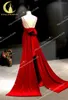 Vestidos de fiesta Rhine Real Picture Red Spaghetti Straps Velvet Velia Mermaid Vestido Mujer Long Formal