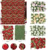 Dekoracja imprezy Symulacja jedwabne kwiaty róży 3D tło ściana dekoratiive eukaliptus liście czerwony kwiat panel tła