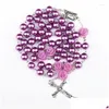Collares colgantes de 8 mm Beads de rosario católico Collar cristiano Caqueta de vidrio de oración para mujeres Madre Joyería Drop entrega Pendan Oti78