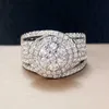Pierścienie klastra Huitan Wspaniałe wesele pierścionki zaręczynowe dla kobiet nowoczesne projekt mody błyszczące sześcienne cyrkonowe pierścionki Party Nowa biżuteria240408