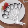 Coffee Scoops 5pcs en acier inoxydable Souple coréenne pour la cuisine de cuisine maison Restauration de couverts de couverts à mixage à poignée longue poignée