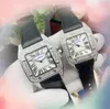 Fashion Fashion Mendre des hommes et femmes Regarder les dames trois stiches Diamants Ring Case de quartz Chaîne en acier Sapphire Mirror Clock Watchs Gifts