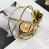 Kaarsenhouders Solid Metal Holder Elegant Iron Art Geometric Hollow Ball European Style 3D Bloem voor kaarslicht