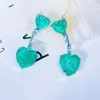 Pendientes colgantes Bilincolor Fashion Broken Zircon Double Green Heart Parring for Women
