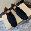 Luxury men's and women's casual shoes LP Lefu flat shoe designer suede leather Oxford Piana Moccasins summer walking comfortable rubber sole EU36-46