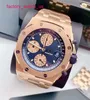 AP Mechanical Wrist Watch Royal Oak Offshore Serie 26238or Rose Gold Blue Dial Mens Fashion Leisure Business Sports Machinery Watch