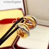 Высококачественный 1to1 логотип бренда женский дизайнерский дизайнерский серьги Картер Три кольца три цветных серьги Серебряное золото розовое золото не выцветающие AAA+ качественные серьги -свисы