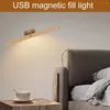 Wall Lamp Wooden LED Night Light Mirror Front Fill Nordic Indoor Lamps Rechargeable Magnetic Bedroom Bedside