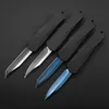 H07 Heavy Duty Outdoor Pocket Tactical Automatic Knife Electroplated Blue blade feather pattern zinc-aluminum handle 440 steel EDC hunting multi-purpose tool