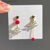 Brincos de árvore de Natal de zircão espumante de charme para mulheres Moda Moda Rhinestone Long Tassel Ear Hook Xmas Festas de casamento Jóias Presente240408