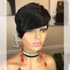 Pixie Coup Wigs for Black Femmes Human Human Cut Cut Bob Wig Brazilian Human Hair Wigs côté Pixie Pixie Haircut Wigs sans glue sans perruques en dentelle 180%