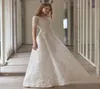 Wysokiej jakości spersonalizowane letnie sukienki ślubne koronkowe Seethrough Bateau Aline Bridal długie rękawowe suknia ślubna suknia ślubna sukienka podłogowa D9417837