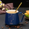 Tassen 12 zwölf Sternbecher mit Deckel Spoon Haus trinken Tasse Paar Kaffee Kreativ nordische Stil Keramikkonstellator
