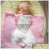 Blankets Swaddling Knitted S Born Baby Blanket Cling Mat Cotton Cloghet Play Rug Animal Carpet Kids Bedding Shower Gift Drop Delivery Dhncy