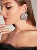 Charm New Shiny Rhinestone Sunshine Flowers Big Clip Earrings for Women Fashion Jewelry Boutique Ladys Collection Earrings Accessory240408