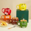 mm bonen koffie mokken theekopjes en mokken cartoon schattige expressie merkteken grote capaciteit drinkware kerstcadeau t200104