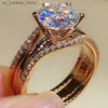 Küme halkaları huitan benzersiz gül altın yüzüğü kadın klasik 6 pençe tasarım kübik zirkonya yüzüğü düğün nişan grubu sıcak mücevher240408