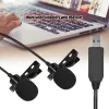 Microphones Andoer 4.5m/15ft USB Dualhead Lavalier Lapel Microphone Clipon Omnidirectional Computer Mic for Computer Video Audio Recording