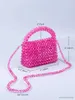 Evening Bags Small and Pure Handmade Beaded Hollow Crystal Beads Knitted Handheld Banquet Candy Color Small Square Bag