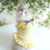 Dog Apparel Black Ribbon Flying Sleeve Dress Pet Products Cotton Clothing For Dogs Cats Chihuahua Teddy Clothes 2024