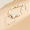 Collana esagerata grande amore cavo cuoio cuoio girocollo femminile 2024 tendenza imitazione perle perle a catena gioiello a vapore