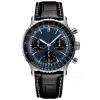 Mens Chrography Watch 50mm Deri Kayış Mavi Siyah Safir Kol saatleri Süper Aydınlık Mtre De Luxec Q4PZ#