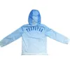 가을 New Trapstar American Trendsetter Light Blue Gradient Long Sleeved Hooded Stormtrooper 트렌치 재킷