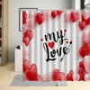 Zasłony prysznicowe romantyczne walentynki pary pary czerwony róża kwiat wina kieliszek motyla klawisze fortepianowe domowe łazienka wodoodporna tkanina
