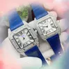 Fashion Fashion Mendre des hommes et femmes Regarder les dames trois stiches Diamants Ring Case de quartz Chaîne en acier Sapphire Mirror Clock Watchs Gifts