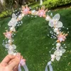 Barns huvudbonjeflickas födelsedagsföreställning Hosting Hair Accessories Girl's Princess Super Immortal Forest Series Pink Flower Wreath Head Flower Jewelry