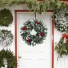 Dekoratif Çiçekler Dayanıklı Kapı Çelenk PE Güzel görünümlü duvara monte edilebilir gerçekçi Noel Led Asma Bitki Çekici