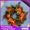 Decorative Flowers Thanksgiving Wreath Luxurious Classic Durable And Reusable Decorations Hang Ornaments Maple Pumpkin Rattan Garland