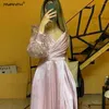 Runway Dresses Ryanth Full Sleeve Celebrity Dress Arabic Evening Wedding Party V-Neck Sequin Prom Gown Vestidos Para Eventos Especiales