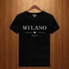 T-shirts voor heren 2023 Heren zomer Milano letters Print Y2K T-shirt man Korte slijm Luxe TS Kleding Loose Pure Cotton Soft Tops T240408